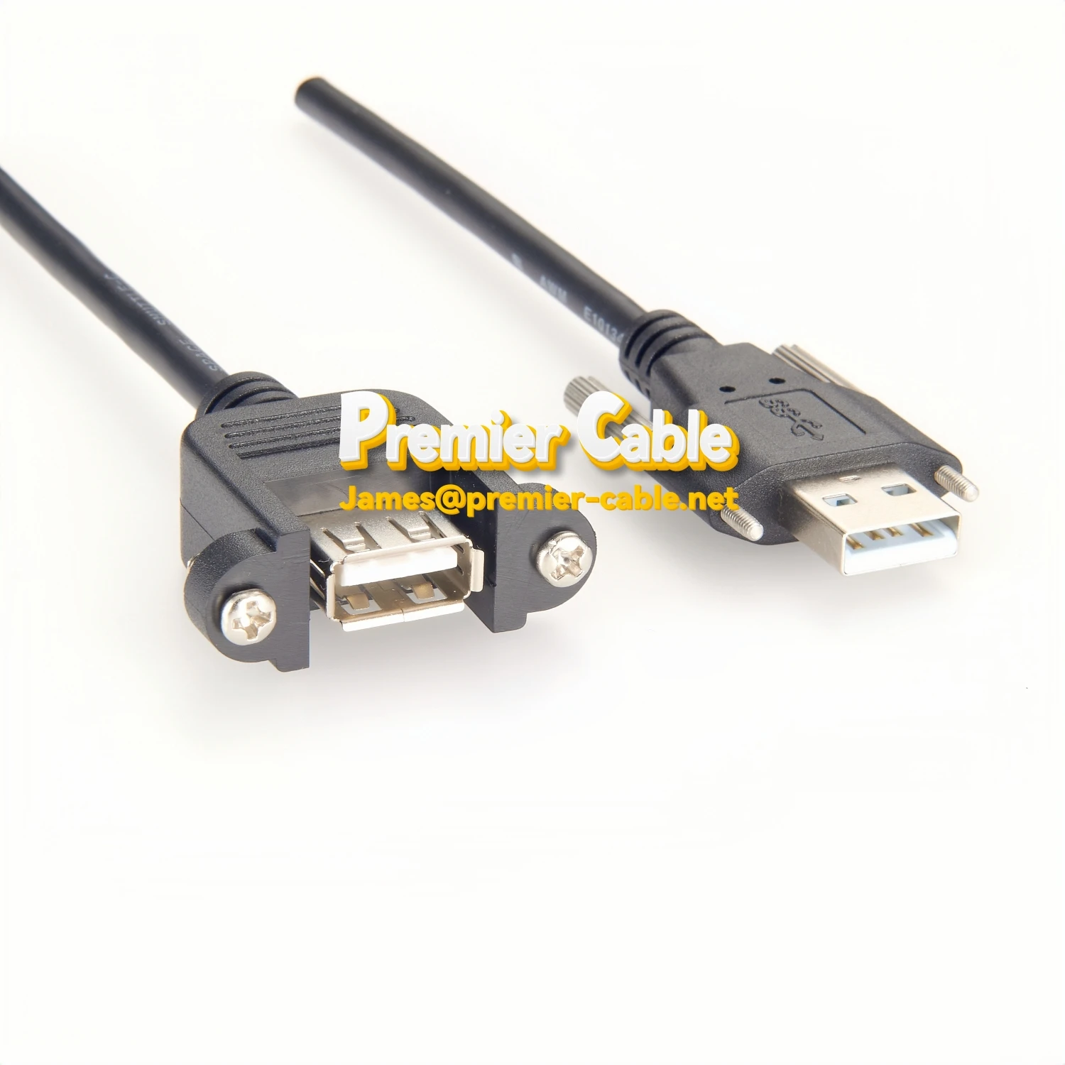 USB 2.0 A Female Socket Panel Mount to A Male with M2 Screw Locking USB 2.0 A Female Socket Panel Mount to A Male with M2 Screw Locking
